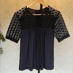 Ann Taylor Navy Lace Blouse